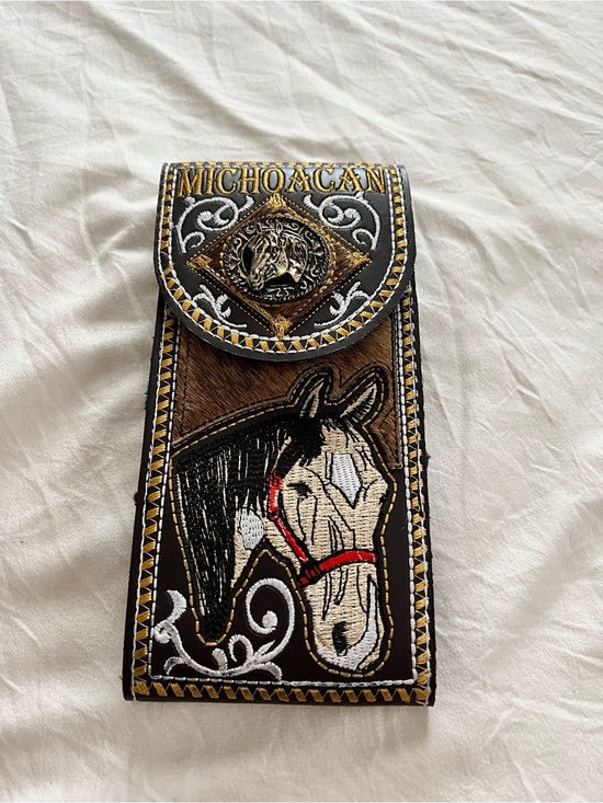 Other - Michoacán Embroidered Horse Leather Phone Holster - Black & Brown